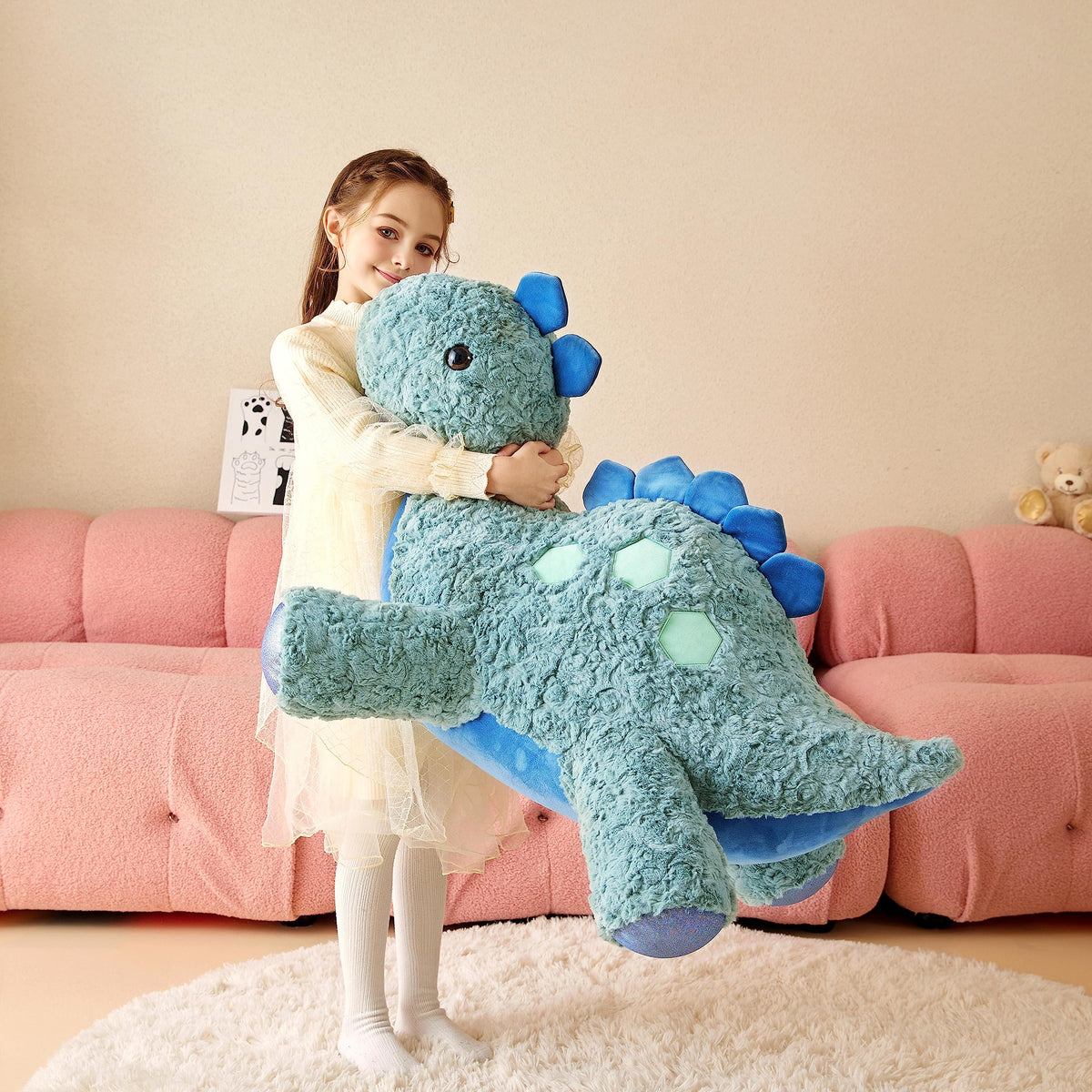 Tumyay kid-friendly Stegosaurus plush ideal for bedtime snuggles.
