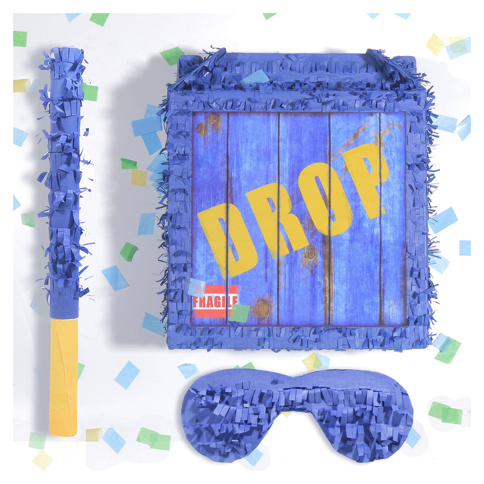 Tuoyi Drop Box Piñatas Boombox blue exterior enhances festive ambiance.