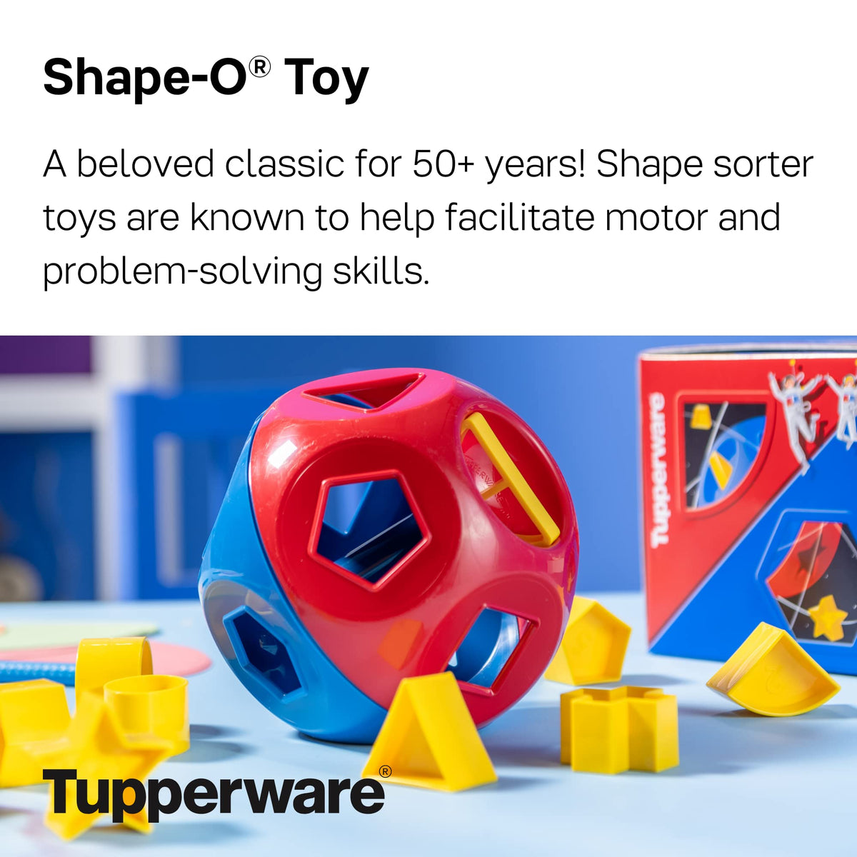 Tupperware Shape-O toy colorful blocks help early shape recognition