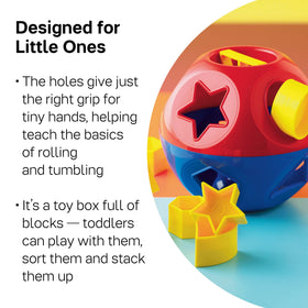 Tupperware Shape-O toy in toddler's hands encourages grip and exploration