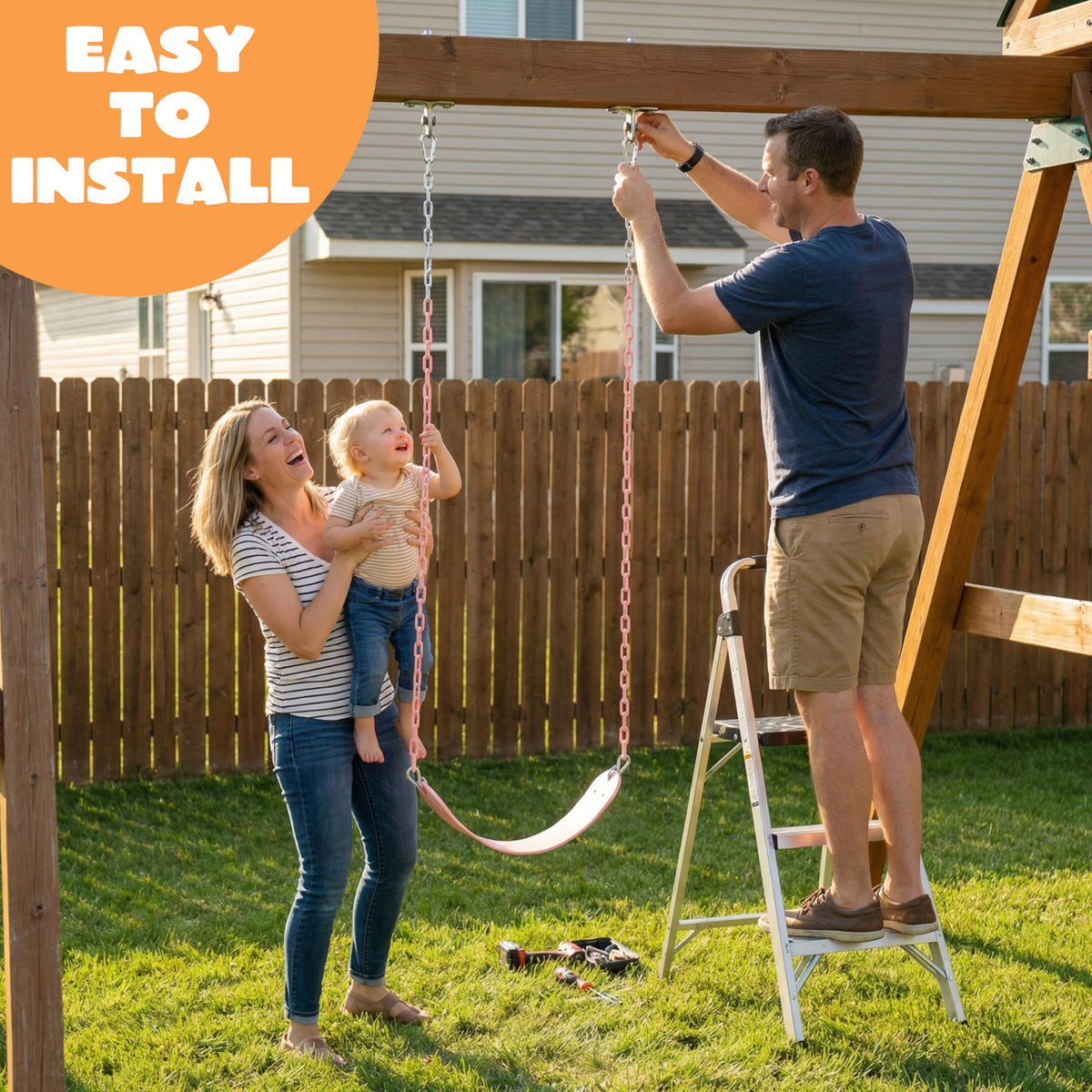 TURFEE backyard setup shows easy swing integration