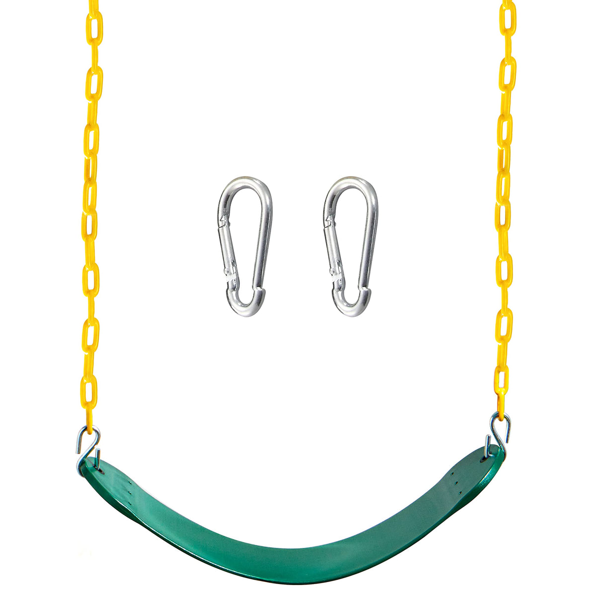 TURFEE heavy-duty swing seat in green with 66-inch chain for outdoor play.