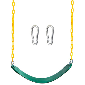 TURFEE heavy-duty swing seat in green with 66-inch chain for outdoor play.
