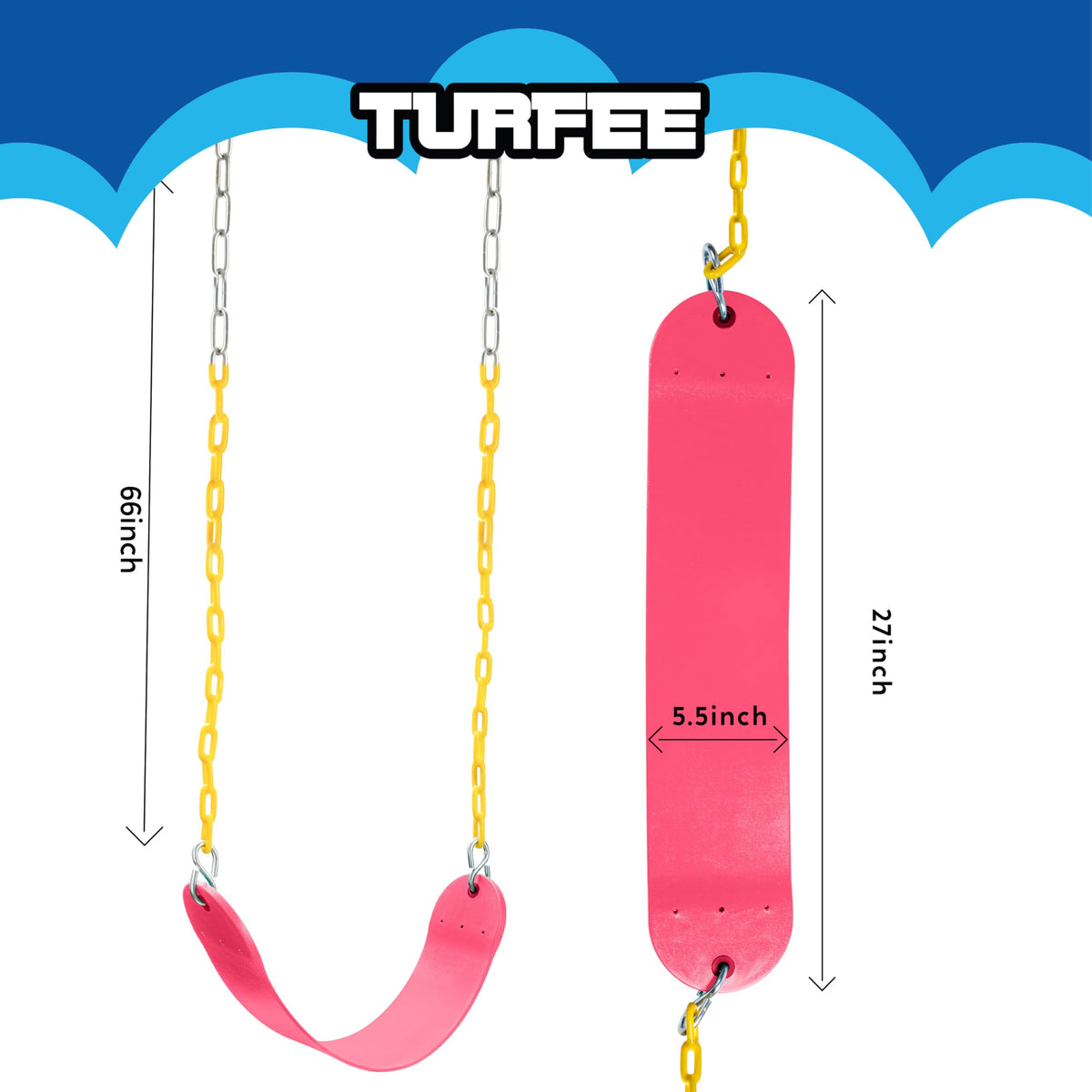 Turfee non-slip swing seat pink helps prevent slips during energetic play