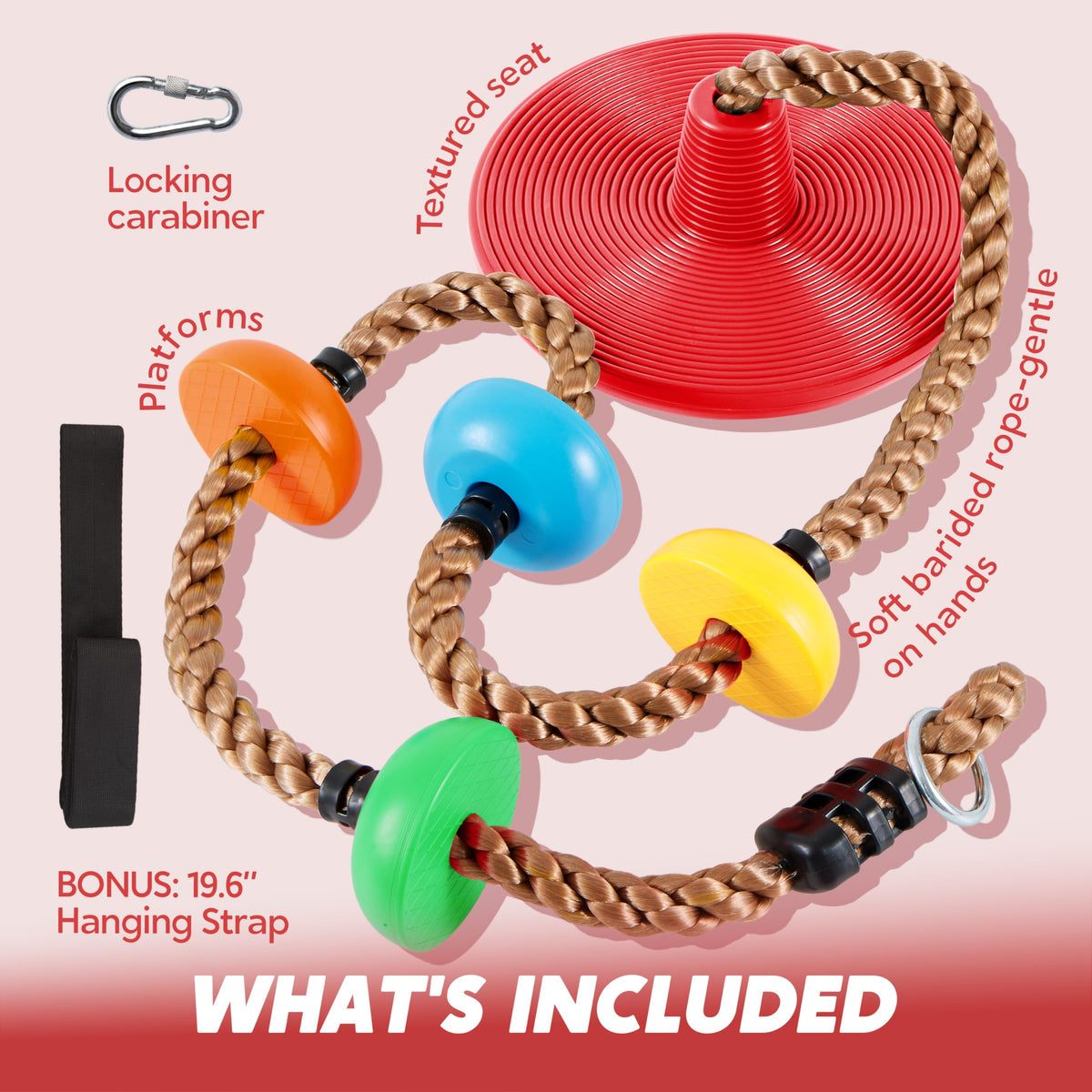 TURFEE 6 ft climbing rope with adjustable length feature for easy setup.