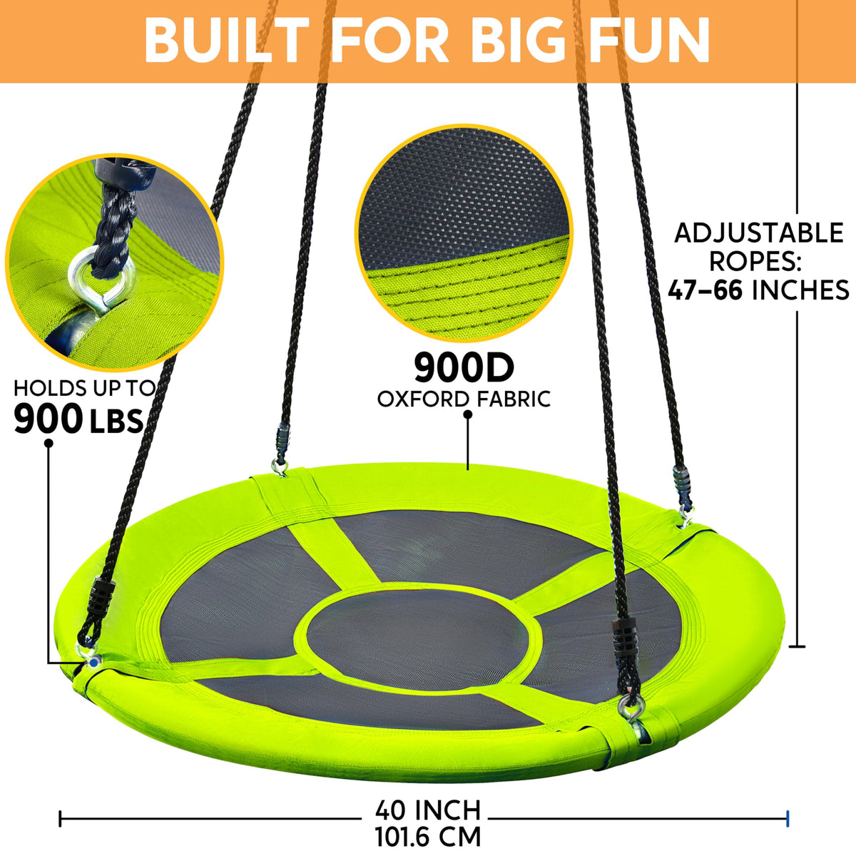 TURFEE saucer swing showing four-side handles for stability