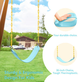 Turfee Swing thermoplastic seat cover provides weather resistance and easy cleaning.