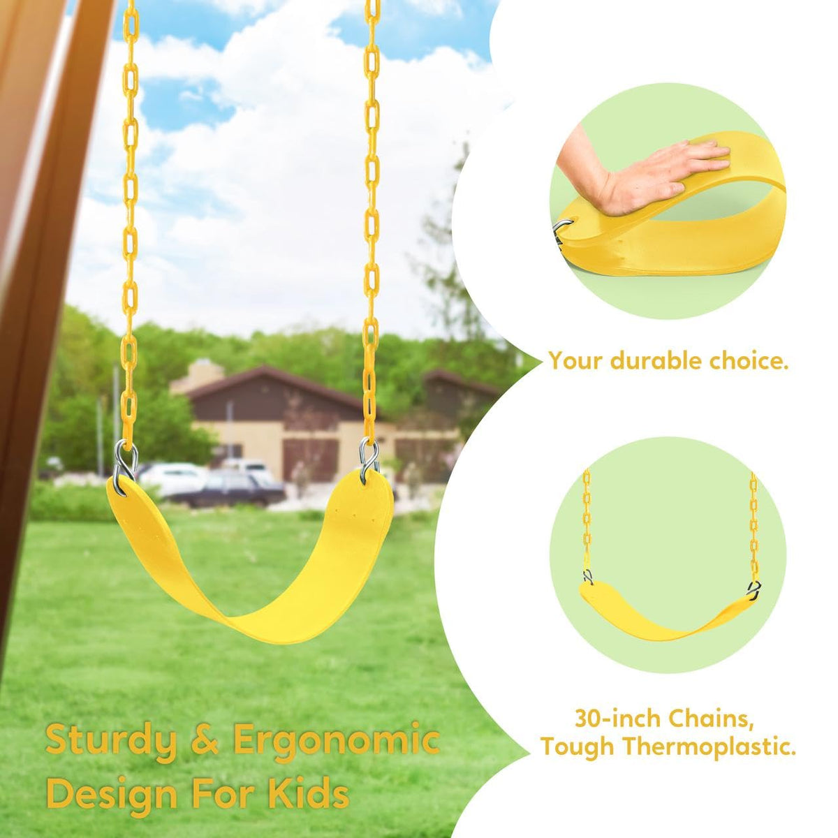 TURFEE thermoplastic coated chain section for safer grip