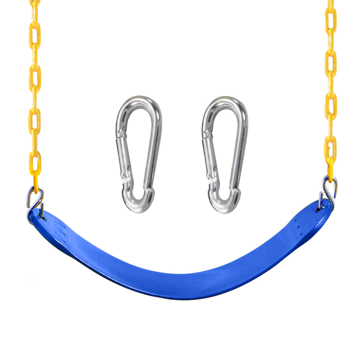 TURFEE swing outdoor seat blue full view shows a sturdy backyard replacement option.