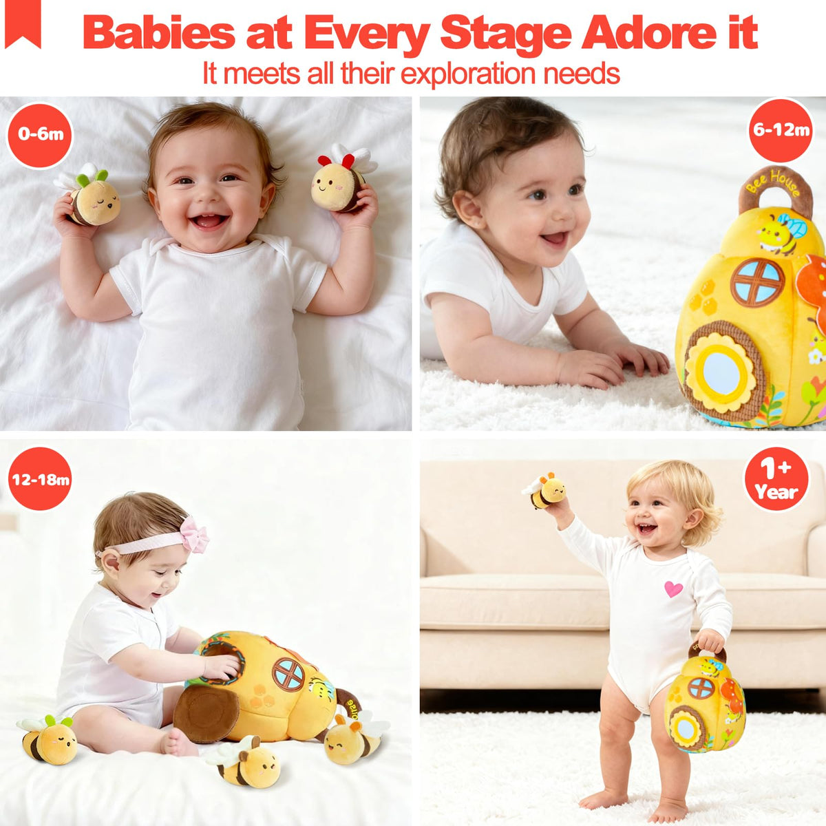 TURKIDS Beehive rattles and crinkle sounds boost sensory engagement