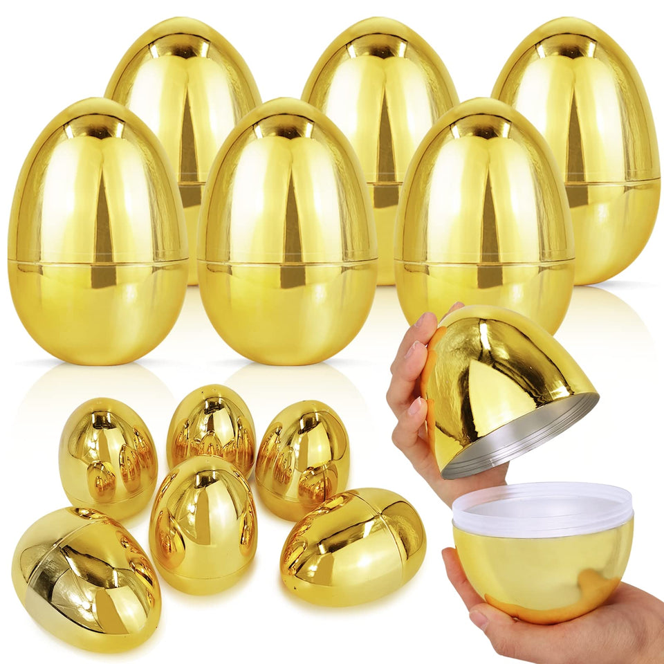 TURNMEON 12-pack 6-inch golden Easter egg view highlights jumbo size for big surprises