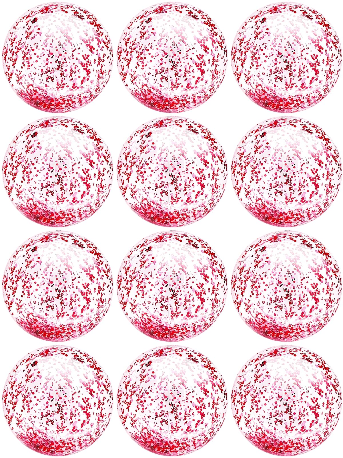 TURNMEON 12-pack pink glitter beach balls on sunny beach for group play.