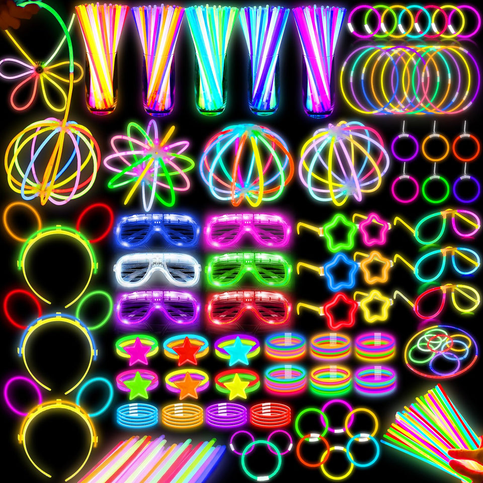 TURNMEON 242Pcs glow sticks bulk set with seven colors for vibrant parties.