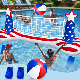 TURNMEON 250th Anniversary flag pool volleyball net for epic backyard games.