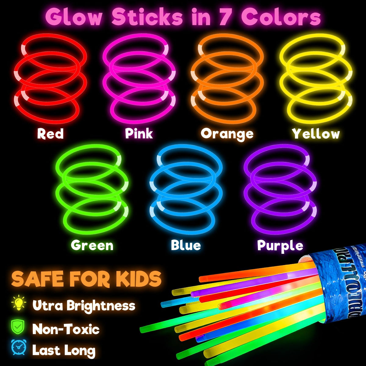 TURNMEON 8-inch glow sticks used as wristwear or accessories at parties.