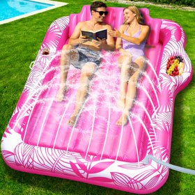 TURNMEON 83x60 inflatable tanning pool lounger, spacious for two, ideal for sunbathing.