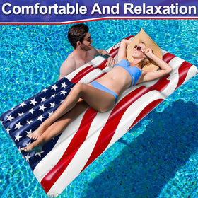 TURNMEON American flag raft with handles for easy transport and stability.
