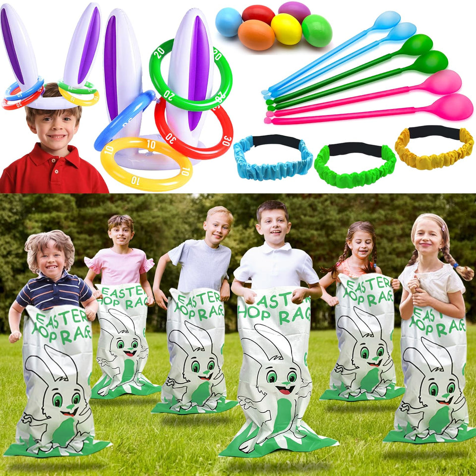 TURNMEON Bunny potato sack bag for Easter races, durable and roomy for kids and adults.