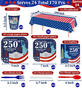 Turnmeon flag-pattern cups, 24-count, add patriotic flair and quick cleanup.