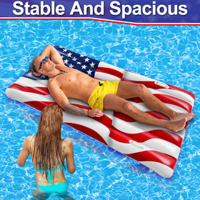 TURNMEON flag-pattern float perfect for pool, lake, or riverside lounging.