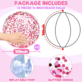 TURNMEON glitter beach ball close-up shows durable plastic for kids' play.