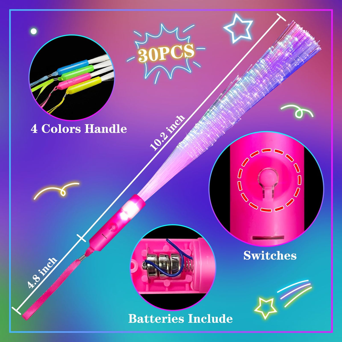 TURNMEON glow fiber wand with blue handle enhances concert ambience.