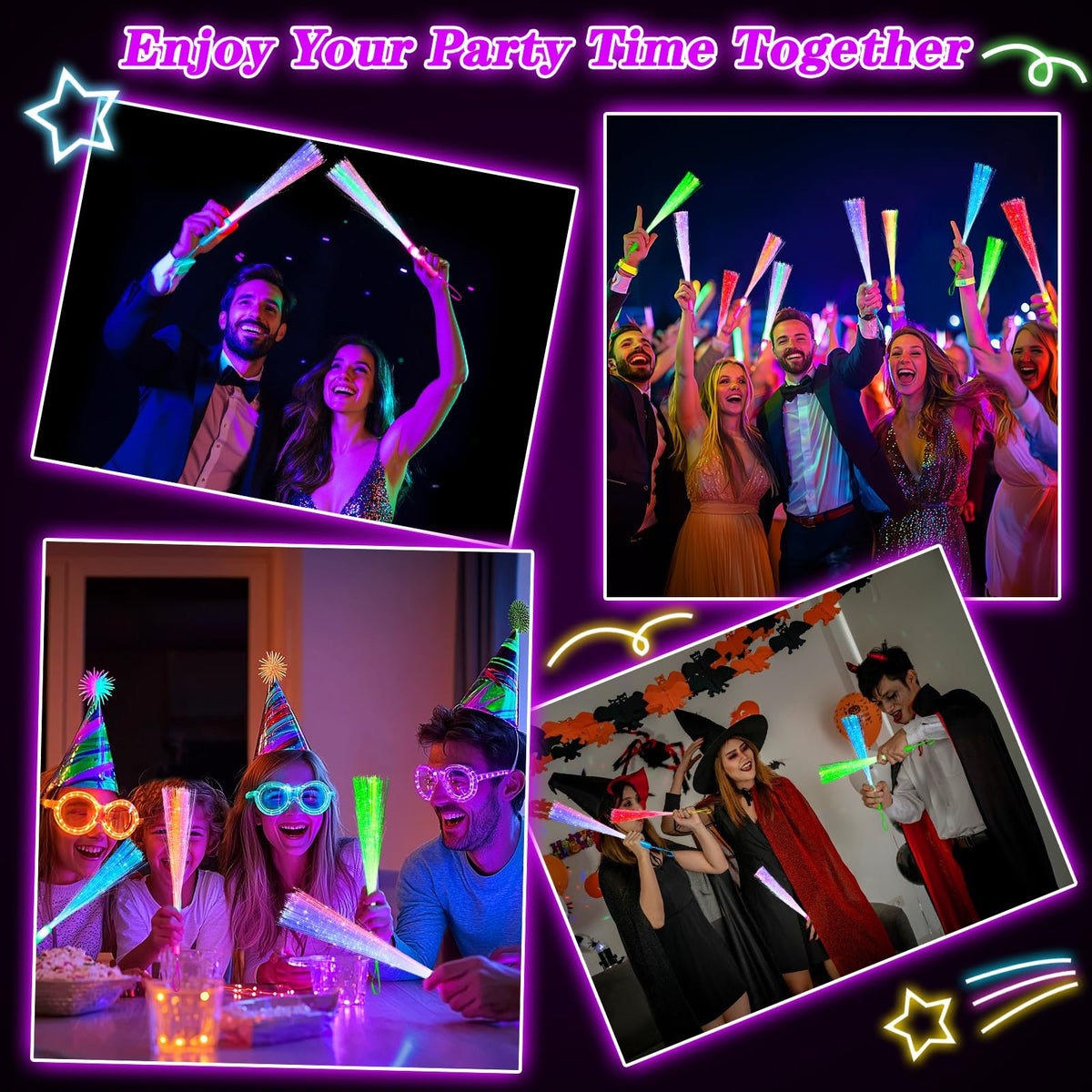 TURNMEON glow fiber wand set ready for quick party setup.