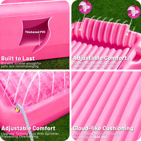 TURNMEON inflatable base adds comfort for two sunbathers.