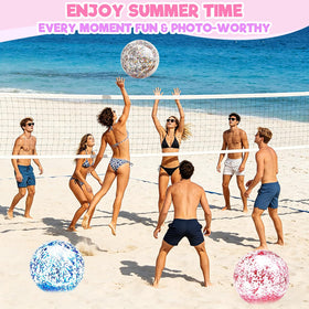 Turnmeon inflatable beach ball 16in sparkling under the sun