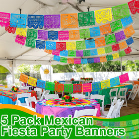 Turnmeon papel picado color designs displaying palm trees and guitars for festive ambiance.