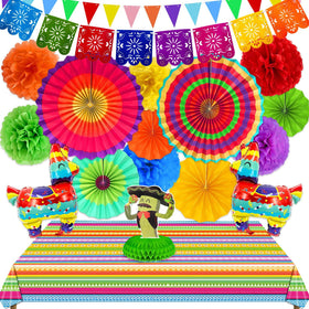 TURNMEON paper fans brighten any space, ideal for Cinco de Mayo celebrations.