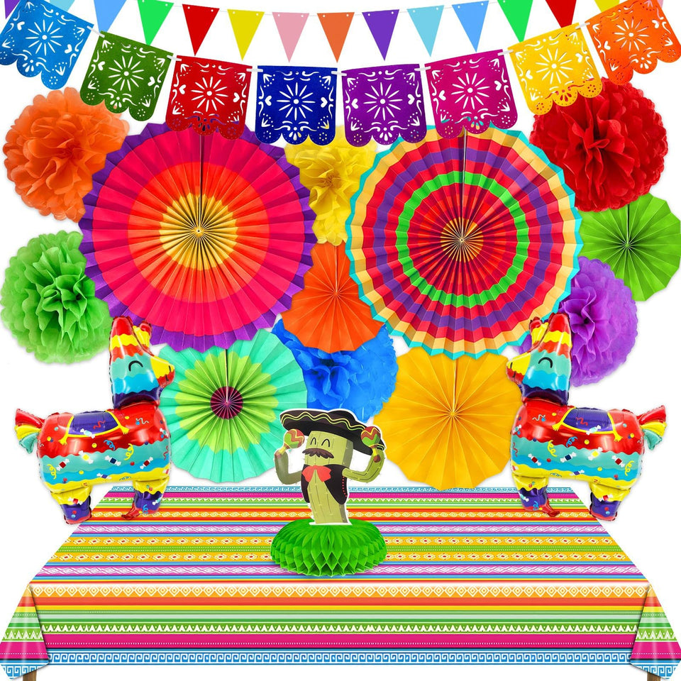 TURNMEON paper fans brighten any space, ideal for Cinco de Mayo celebrations.