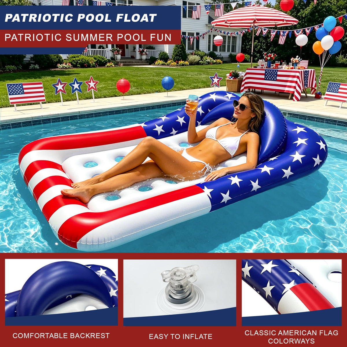 Durable TURNMEON float built from 0.23mm PVC for long-lasting outdoor use.