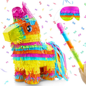 TURNMEON rainbow donkey pinata 16in, colorful centerpiece for Cinco de Mayo celebrations.