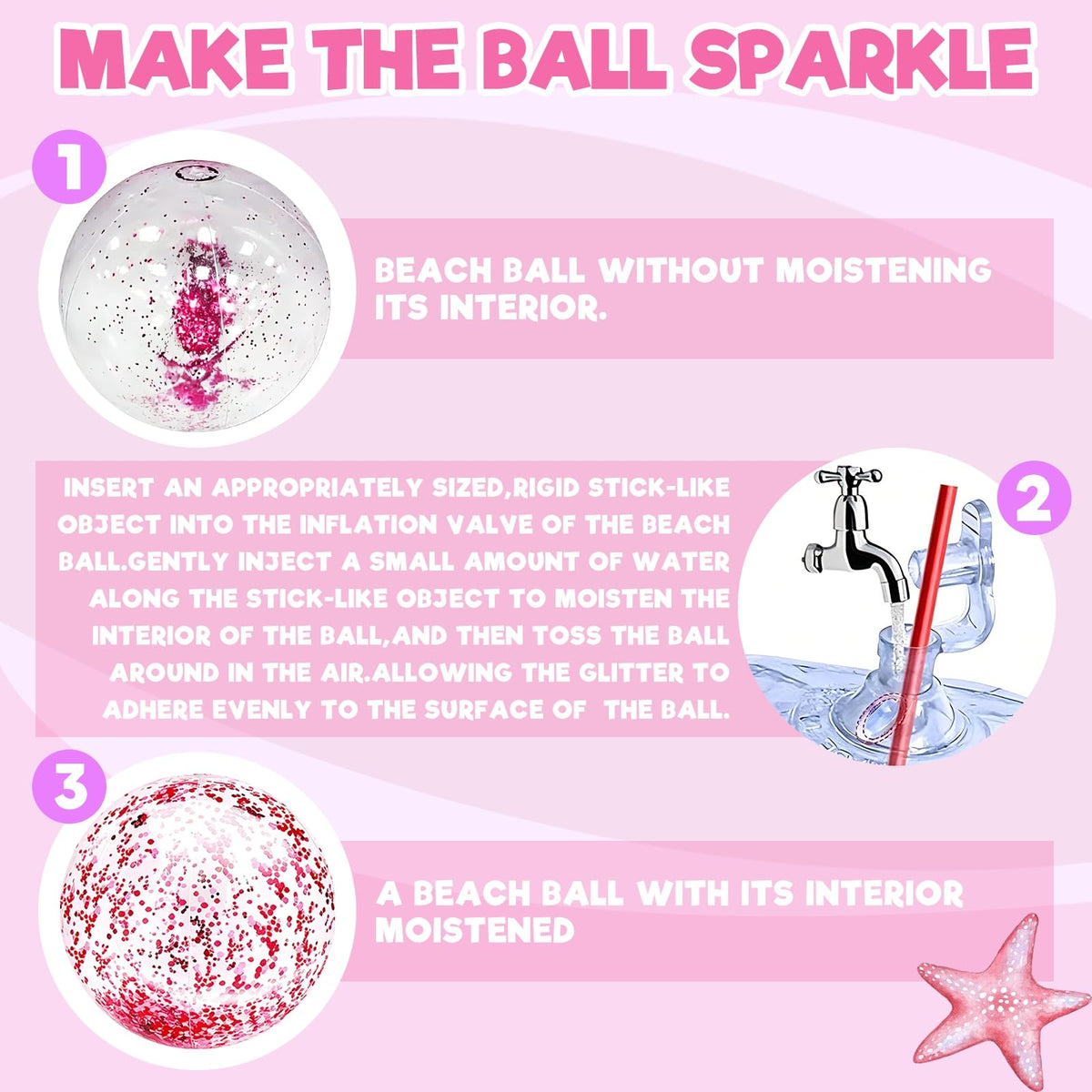 TURNMEON pink glitter ball in pool glow suitable for summer parties.