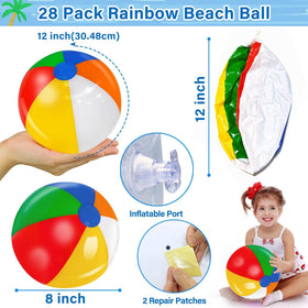TURNMEON rainbow beach balls uninflated, ready for quick setup at outdoor gatherings.