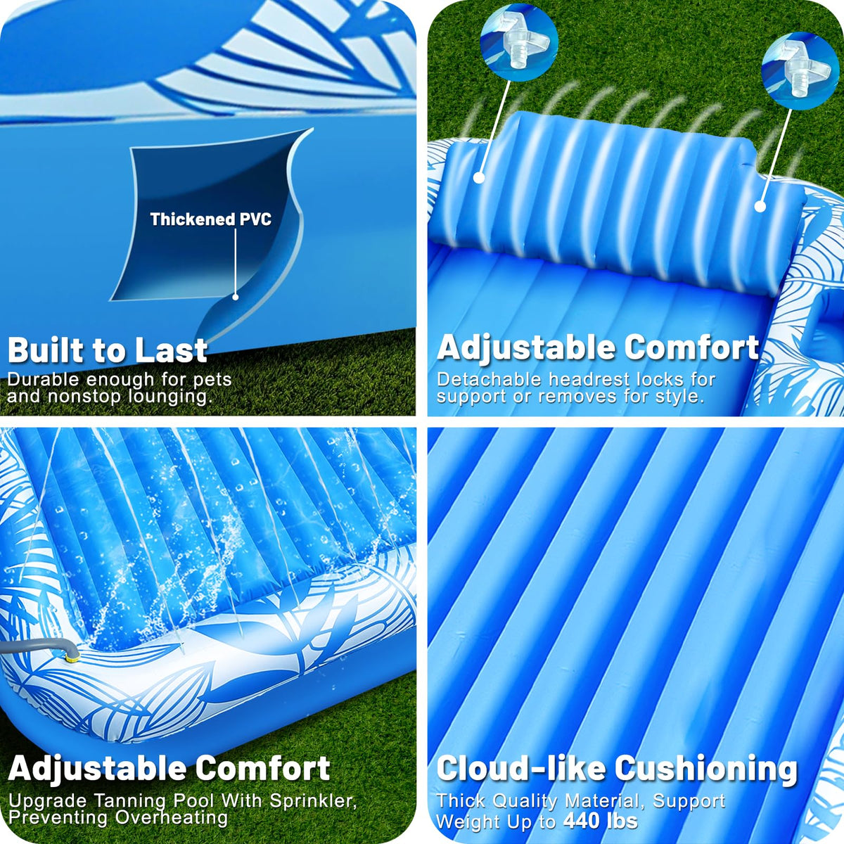 TURNMEON removable headrest adds neck and back support during lounging.