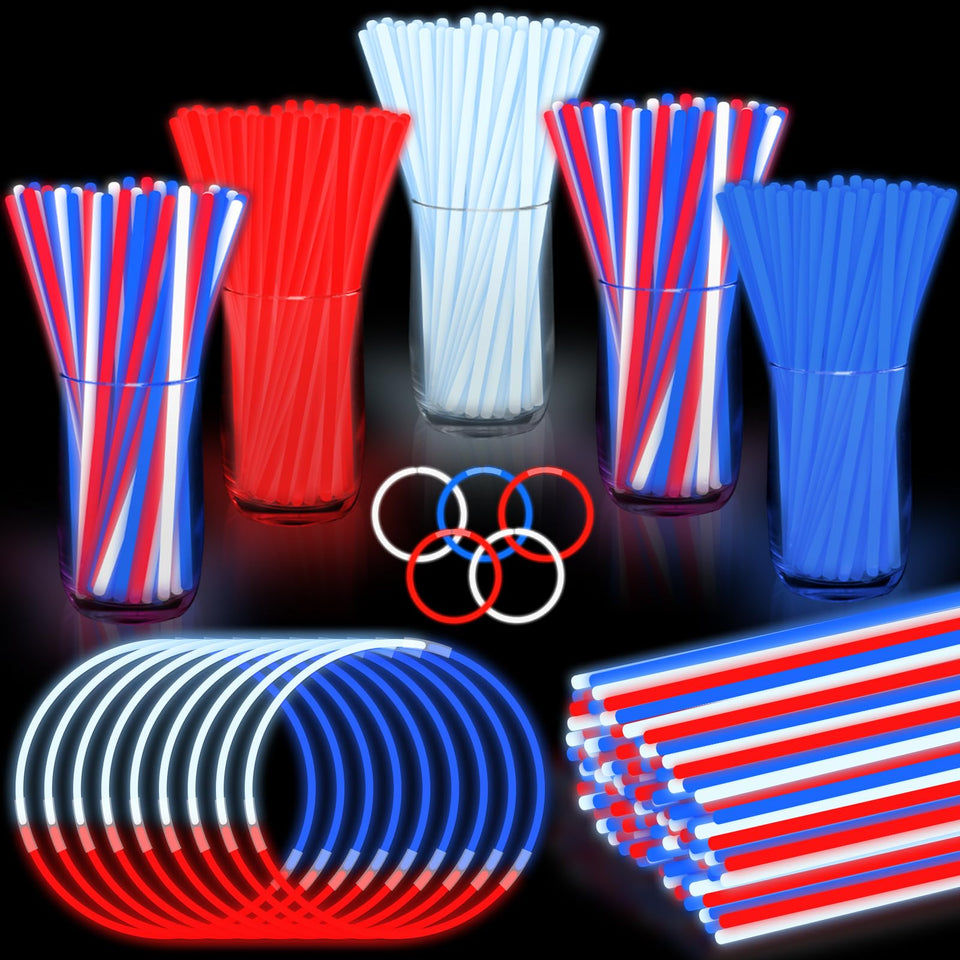 TURNMEON USA patriotic glow sticks with connectors for bracelets and necklaces