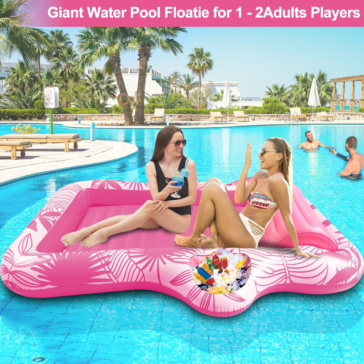 TURNMEON water-fillable option converting the float into a cooling sunbathe tub.