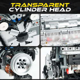 Turtten V8 engine model kit highlights precise piston movement for realistic mechanics.