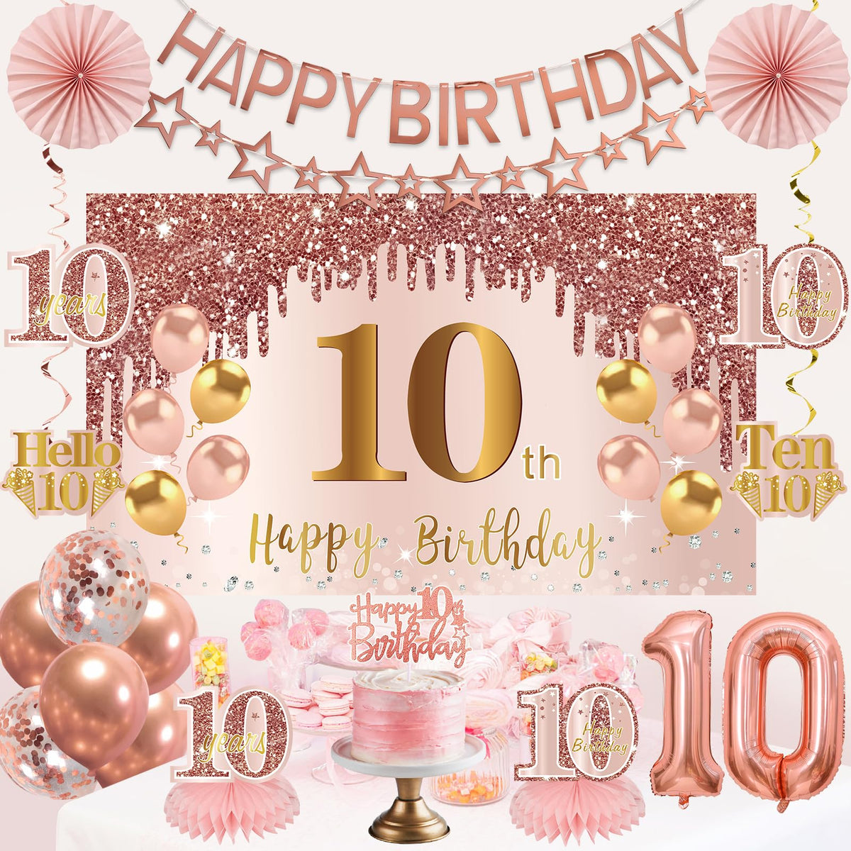 Turypaty rose gold confetti balloons create festive accents