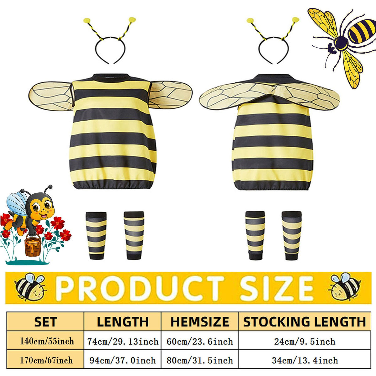 TUSAUW family matching bee costumes support parent-child outfits