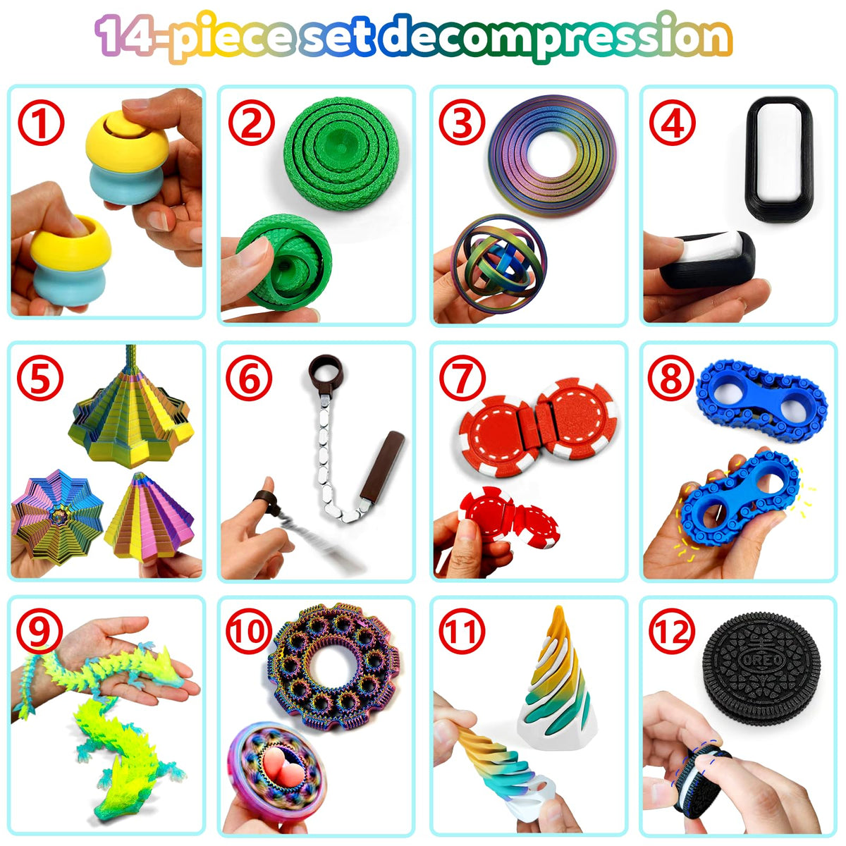 TUTHKOTH 14-in-1 gyro spinner fidget delivers smooth spins to soothe nerves.