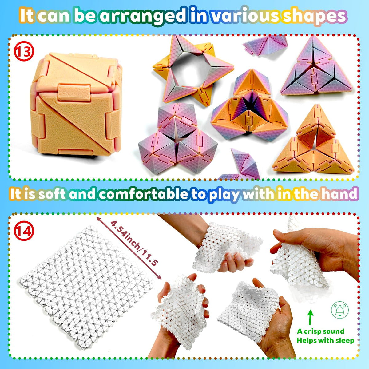 TUTHKOTH 14-in-1 impossible pyramid fidget supports visual focus and calm concentration.