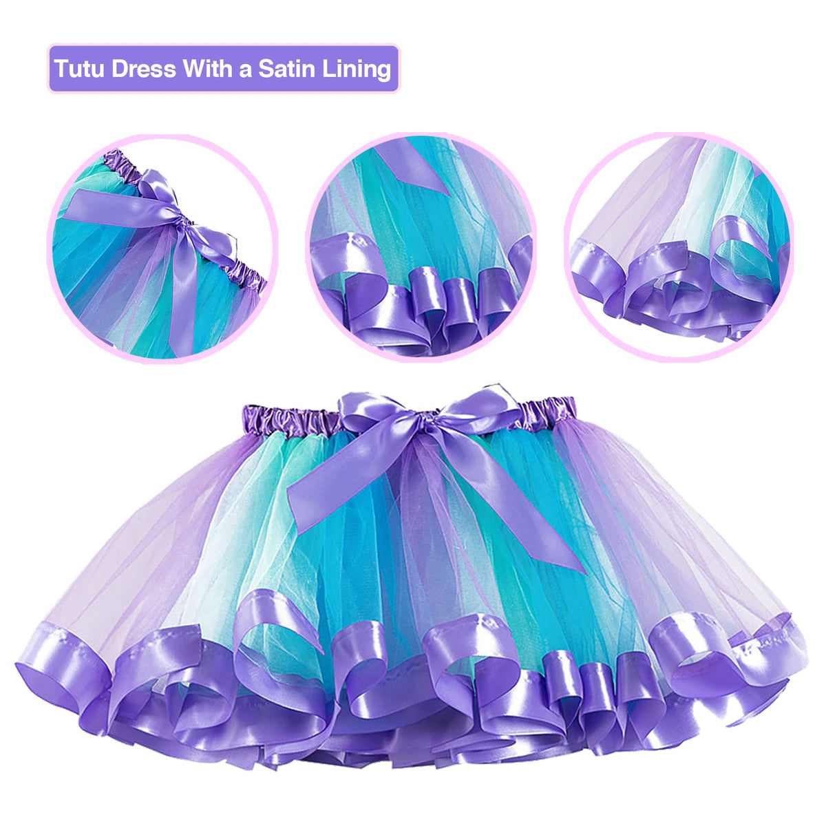 Tutu and Sian satin sash in purple enhances mermaid party look