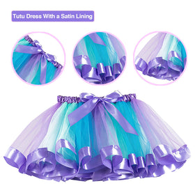 Tutu and Sian satin sash in purple enhances mermaid party look