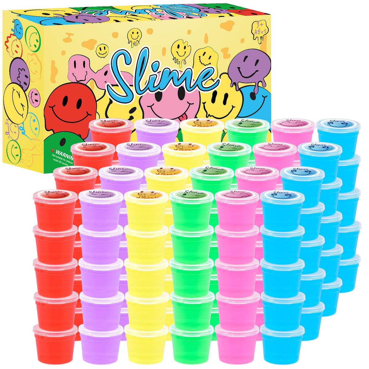 Tuupowana 120-pack crystal slime set in bright colors for classroom activities.