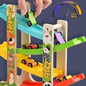 TUYFKDS wooden bright ramps create colorful, modular pathways for racing play.