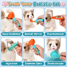 TUZT Cat Vet Playset medical tools to build fine motor skills during pretend checks.