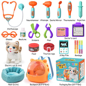 TUZT Cat Vet Playset stethoscope and tools for realistic vet role play.